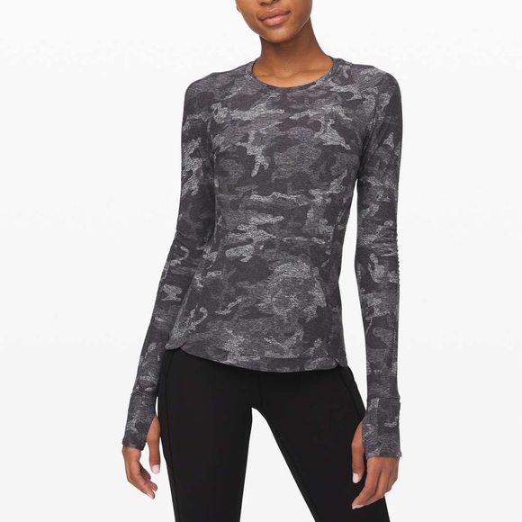 lululemon athletica Tops - Lululemon Runderful Long Sleeve Incognito Camo HTR Black